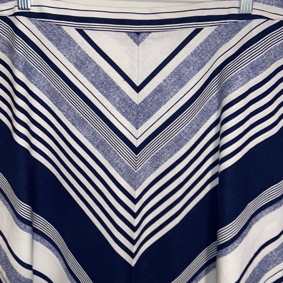 NWT New Liz Claiborne Career Linen Cotton Navy Blue Stripe A-line Skirt Size 12 - Picture 5 of 8